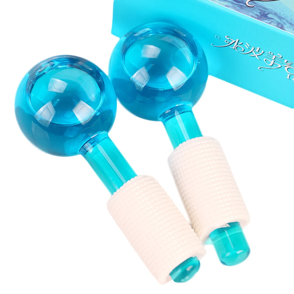 2pcs Crystal Ice Hockey Energy Face Massage Beauty Eye Massager Globes Roller Water Wave Glasses Ball