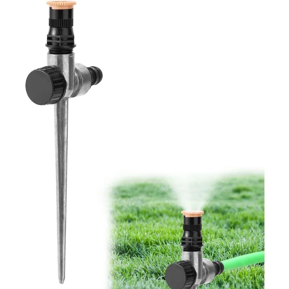 

metal sprinkler, adjustable 360 degree coverage metal garden sprinkler on spike base practical accessory for lawn garden patio c
