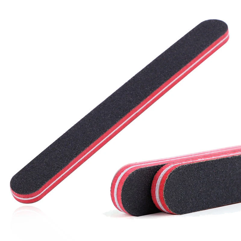 5pcs Nail File Professional Nail Buffer Black Sandpaper Strong Straight Lime Angle 100/180 Buffing Sanding Files