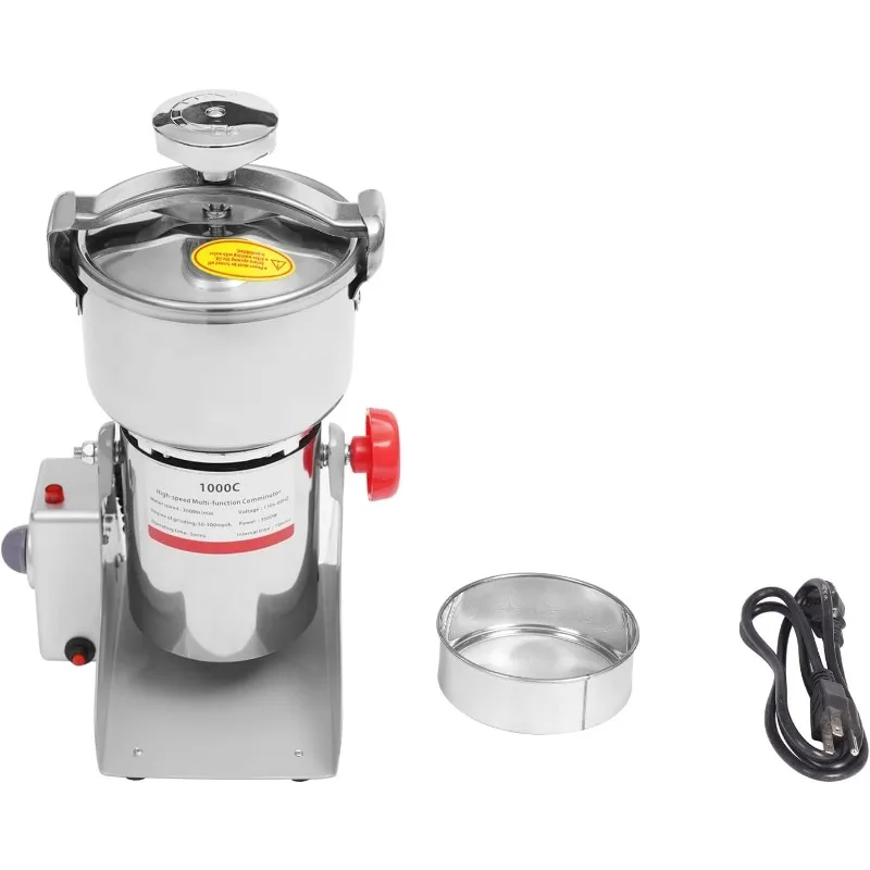 مطحنة الحبوب الكهربائية، ماكينة الطحن التجارية 110 فولت 30000 دورة/دقيقة مطحنة الذرة من الفولاذ المقاوم للصدأ 3600 وات محرك نحاسي نقي