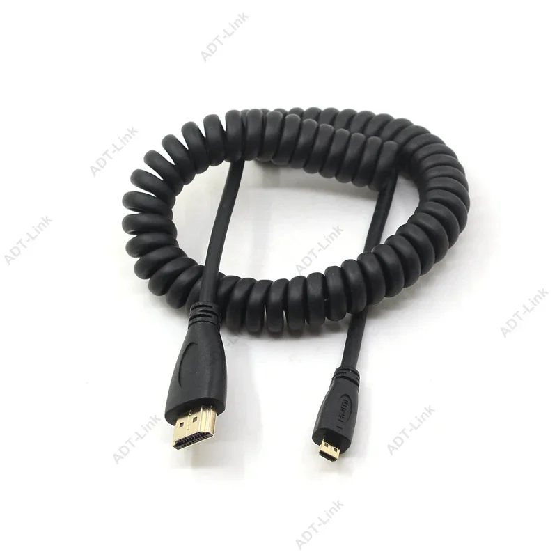 HDMI-compatible To Right & Left Angle Mini HDMI & HDMI & Micro HDMI Male Stretch Spring Curl Flexible Cable V1.4 DSLR 0.5M/1.5M