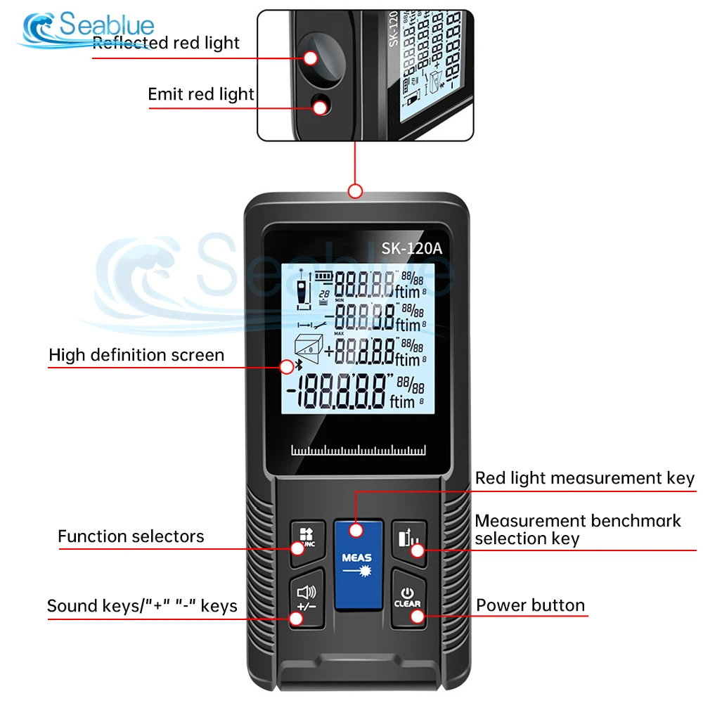 Laser Distance Meter 40M 50M Rangefinder Tape Range Finder Measure Device IP54 Digital Ruler Test Tool