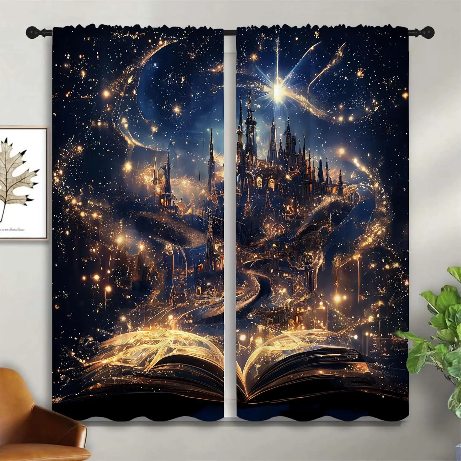 

Великолепные плотные шторы с замком для мальчиков и девочек, декор для спальни, Magic Book Galaxy Starry, термоизолированные карманные шторы с стержнями