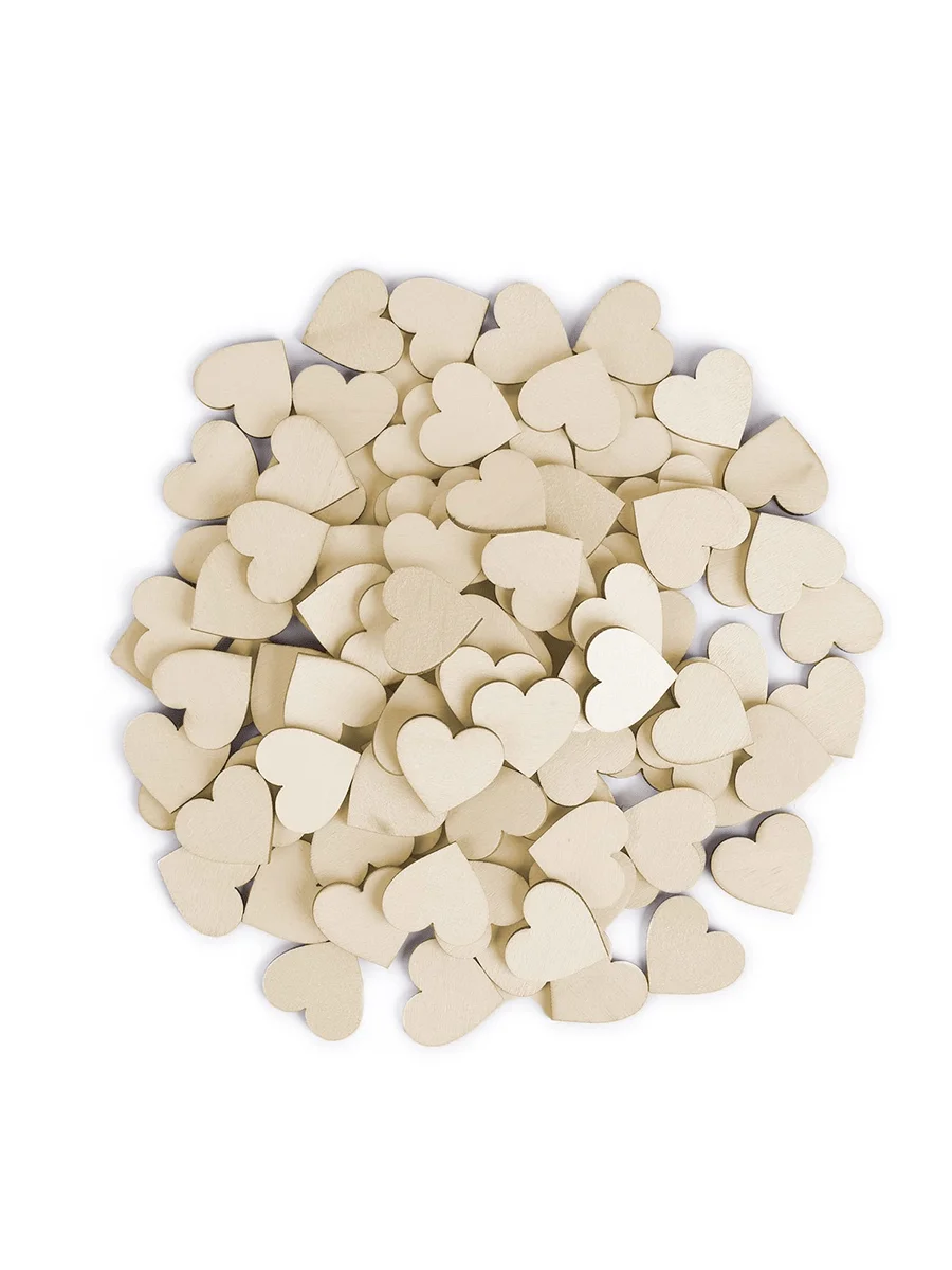 1/1.5/2 inch wooden heart, suitable for handcrafting, small wooden heart slices, DIY raw wooden ornaments, heart tags, suitable