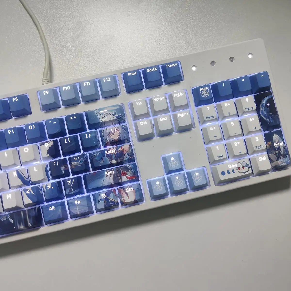 130 Keys Honkai Jingliu Key Caps Game Star Dome Railway Two-dimensional Animation Transparent Custom Mechanical Keyboard Keycaps