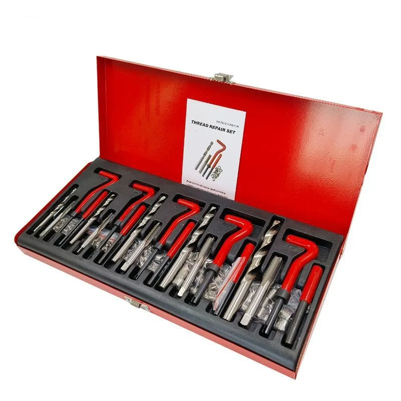 131pcs Damaged Thread Repair Tool Kit M5 M6 M8 M10 M12 Wire Helical Repair Thread Inserts box packaging bag