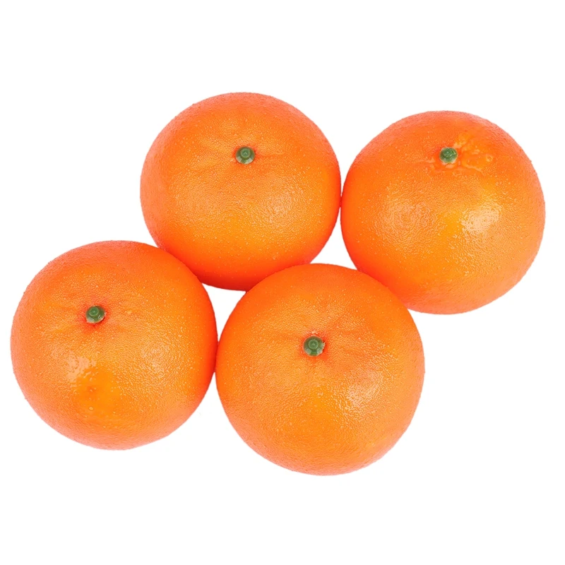 4 Pcs Soft Plastic Simulation Orange Fruit Home Decoration Burgundy