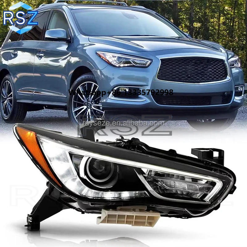 

RAYSEZE Part for 2016 2018 2020 Infiniti QX60 HID Xenon Low High Beam Headlamp Headlight 26060-9NF0D 26010-9NF0D America Version