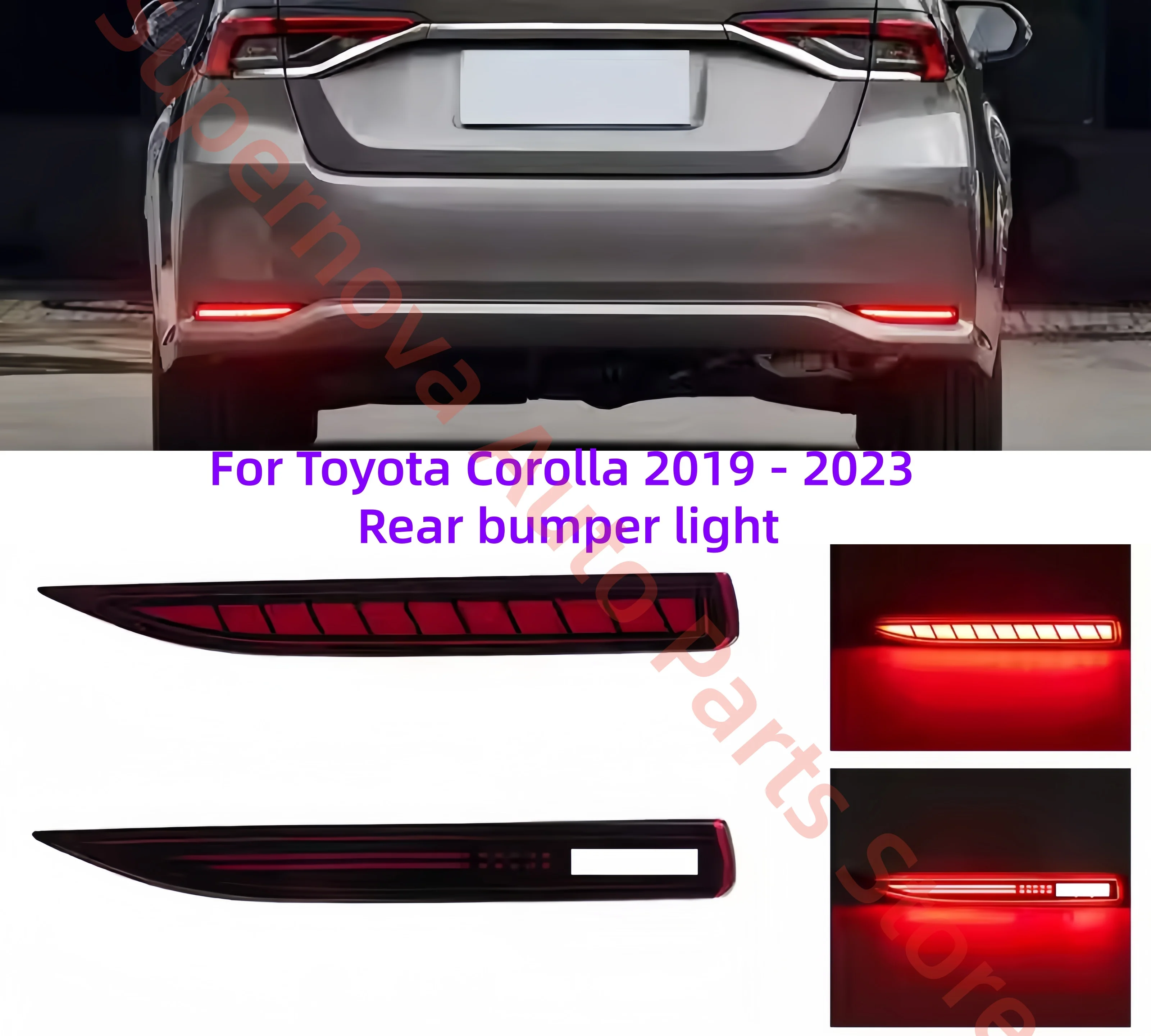 For Toyota Corolla 2019 - 2023 Rear bumper light 3 functions Warning light LED Brake light Turn signal Rear taillight Modding