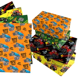 12pcs Cartoon Monster Truck Gift Wrapping Paper Birthday Wrappers Decoration Baby Shower Party Crafts Presents Packing Paper