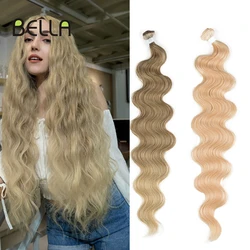 Bella synthetisches Haar Körper welle Haar bündel 26 Zoll 100g Omber Blondine weben Hoch temperatur faser Körper Pferdes chwanz Haar verlängerungen