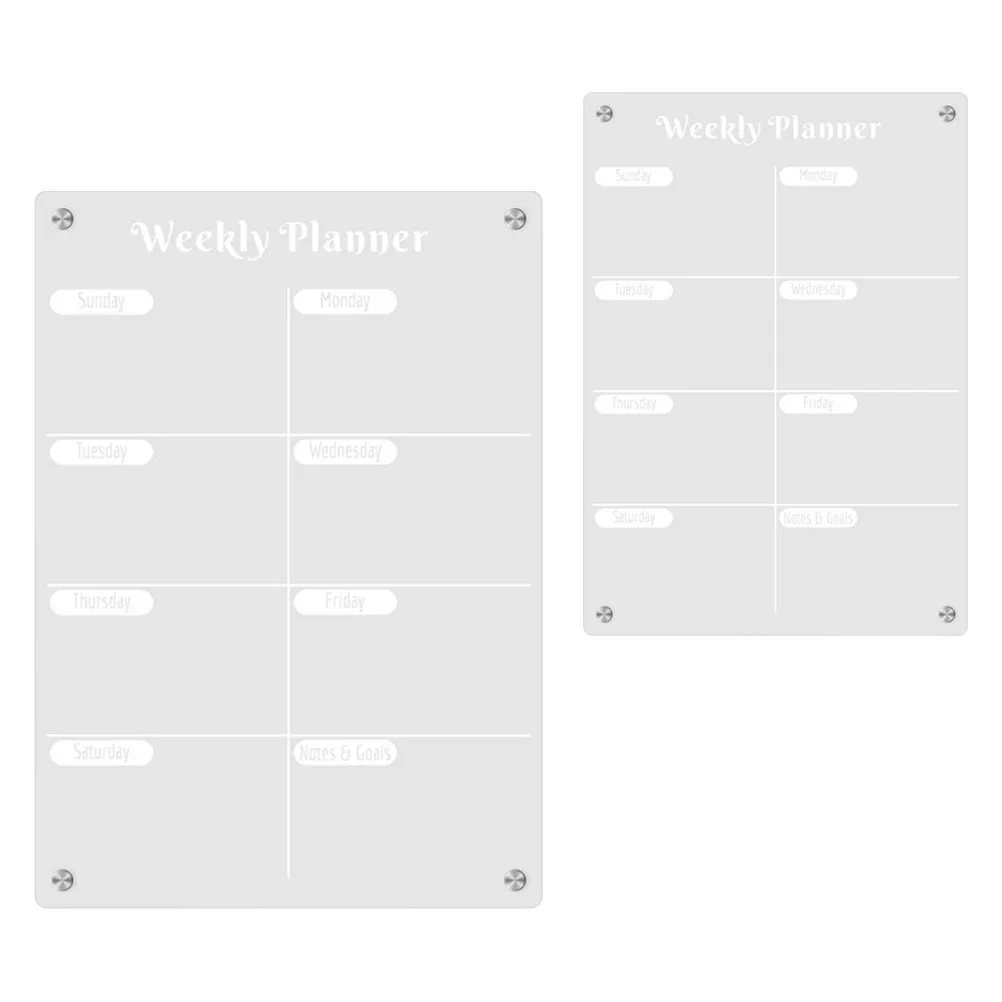 2 pçs acrílico seco apagar placa menu magnético planejador geladeira claro placa de escrita agenda semanal lembrete seco apagar placas