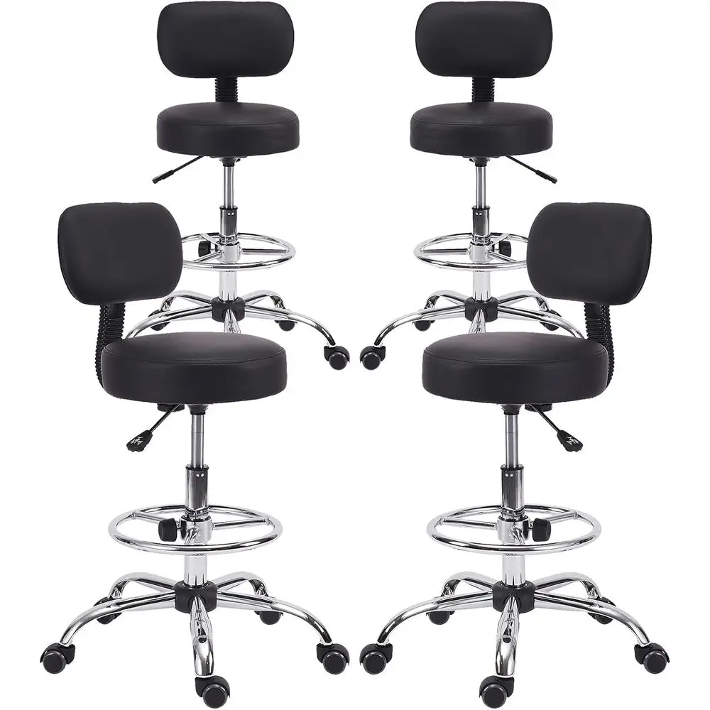 Adjustable Swivel Bar Stool with Backrest, Multi-Position Office Chair, Thick Cushion for Home or Kitchen, 4-Pack