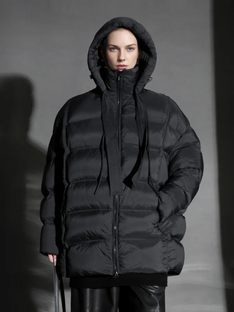 ZMEENNA المرأة سترة منتفخة مقنعين المتضخم طويل منتفخ أسفل معطف كامل البريدي شتاء دافئ ملابس خارجية موضة عادية ZM4634 #5
