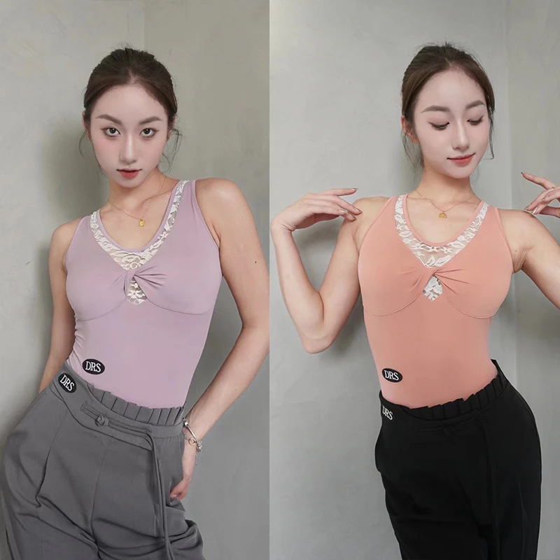 

Костюм женский для латиноамериканских танцев, комплект из жилета и брюк с высокой талией для современных танцев, бальная комната, танго, Самба, одежда для выступлений, VBH686