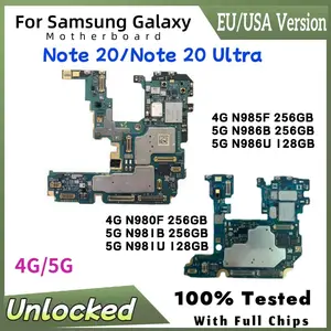 Bilashmart EU/USA Version Motherboard Samsung Galaxy Note 20 ultra 4G N980F N985F 5G N981U N981B N986B N986U Board Unlocked Logic Board