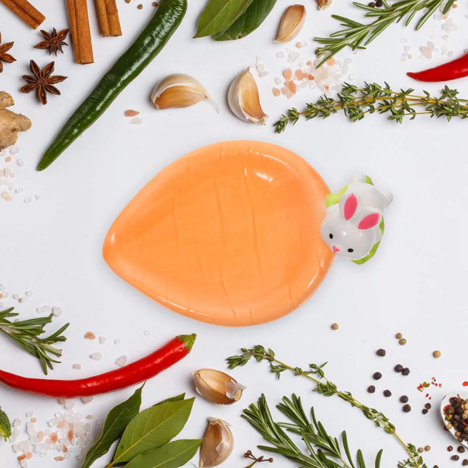 Ceramic Carrot Condiment Dish Creative Carrot Shape Plate for Sushi Sauce Dips Seasoning Small Serving Appetizer Tray Rabbit view 2