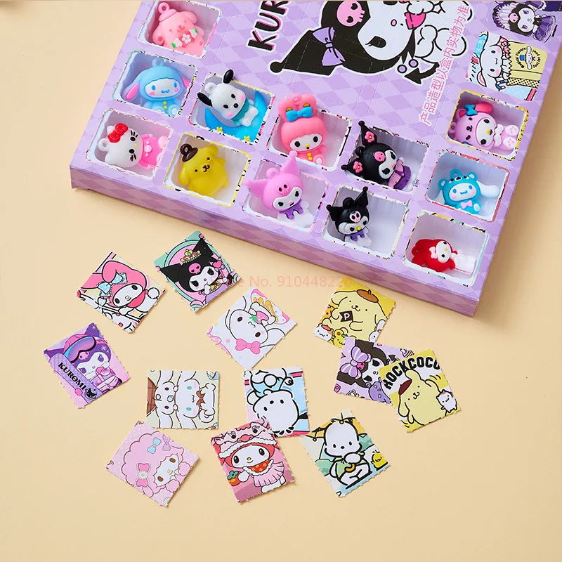 36pcs Sanrio Hellokitty Melody Doll Cartoon Gift Box Hole Outfit Children\'S Handmade Cute Surprise Blind Box Birthday Girl Gift