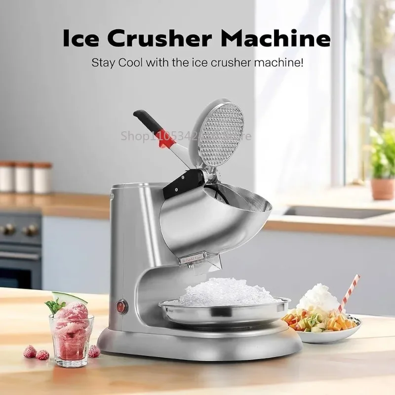 300W Electric Ice Crusher Dual Blades Stainless Steel High Efficiency Snow Cone Maker Shaver for Home Use