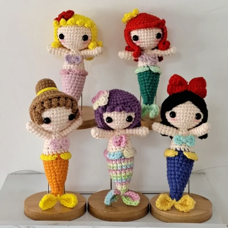 Cartoon Anime Woolen Doll Finished Mermaid Princess Hand-woven Pendant Finished Woolen Doll Hand-made Crochet Doll