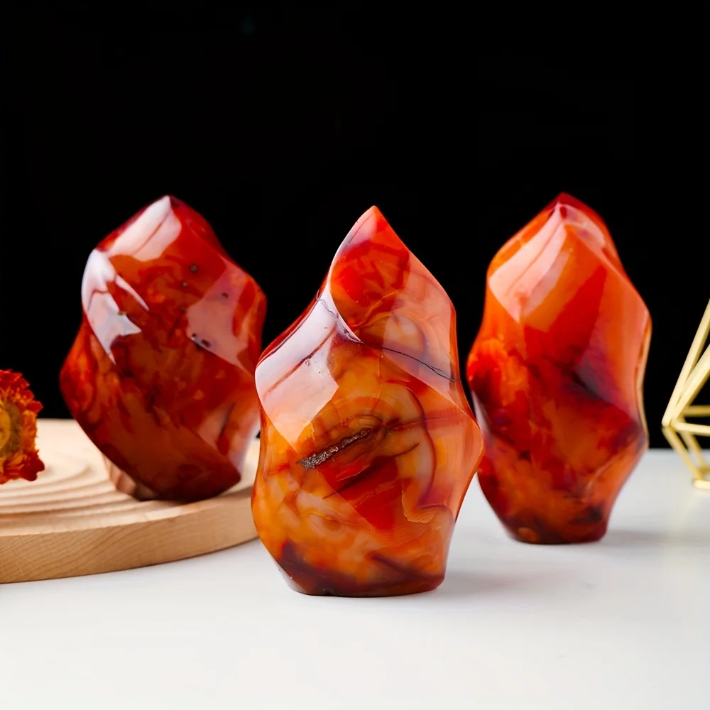 Nature Red agate Torch Flame Crystal Healing Stone For Home Office Garden Decoration Yoga Meditation  Halloween Christams Gift