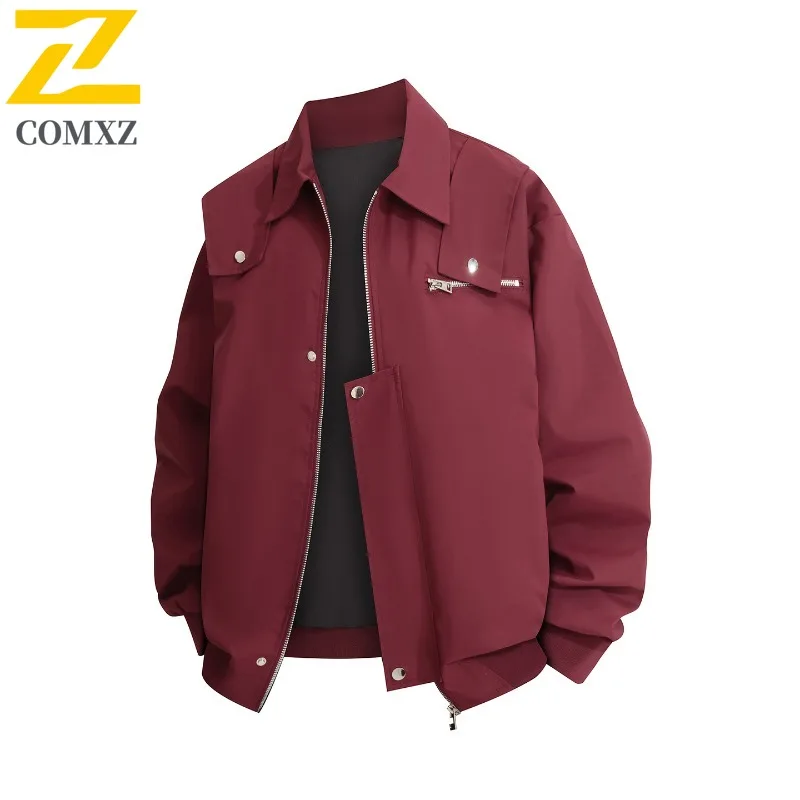 

​ COMXZ Мужская куртка 2025 модная отложной воротник для скалолазания на открытом воздухе легкое пальто приключенческая ветрозащитная весенне-осенняя одежда