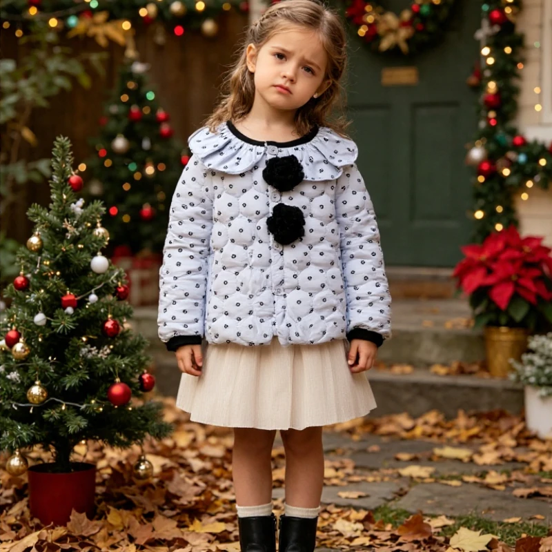 Girls' Floral Warm Padded Jacket – Winter Parkas Quilted Coat, Sweet Trendy Outerwear for Kids