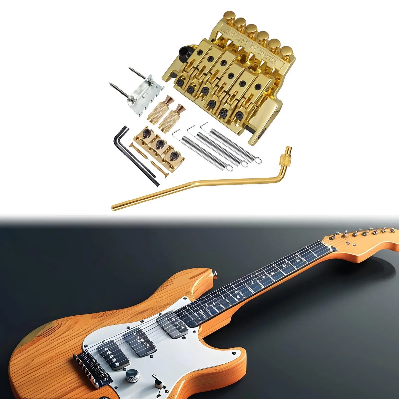 ملحقات جيتار جسر اهتزاز مزدوج معدن قوي مع أجزاء لولبية مفتاح ربط شديدة التحمل جسر باس ذيل صلب