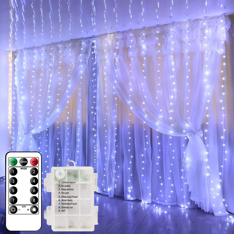 LED String Lights Christmas Decor Remote Control USB/Battery Wedding Garland Curtain 3M Lamp Holiday Bedroom Bulb Outdoor Fairy