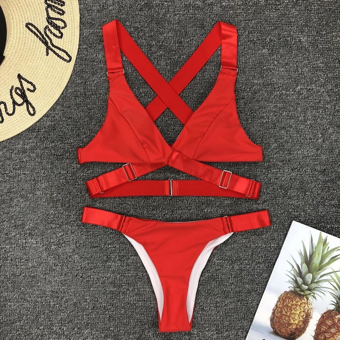 New Sexy Adjust Buckle Bandage Vevlet Bikini Women Swimsuit Female Bikinis Swimwear Two Pieces Bikini set Bathing Suit Swim Lady