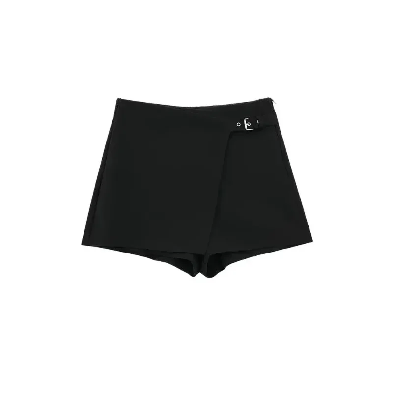 กระโปรงกางเกงขาสั้นแบบไม่สมมาตร Fanan 2026 สำหรับผู้หญิง สีพื้น เอวสูง ซิปด้านข้าง แฟชั่น