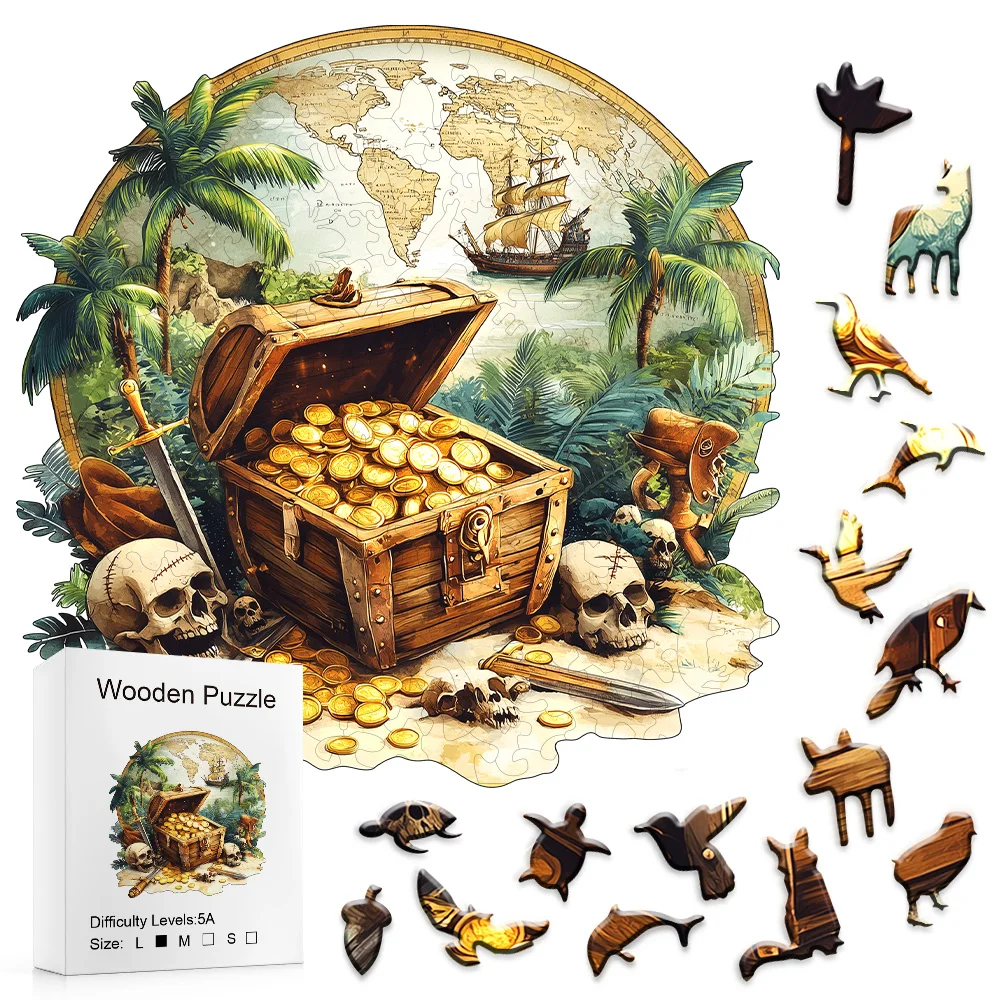 

Pirate Treasure World Wooden Puzzle: Challenging Family Game Gifts and Home Decorations