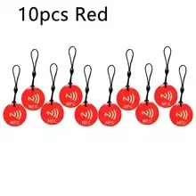 10 個 NFC タグすべての NFC 対応電話用 Ntag213 エポキシ RFID カード 13.56MHz トークン ロープ付き防水