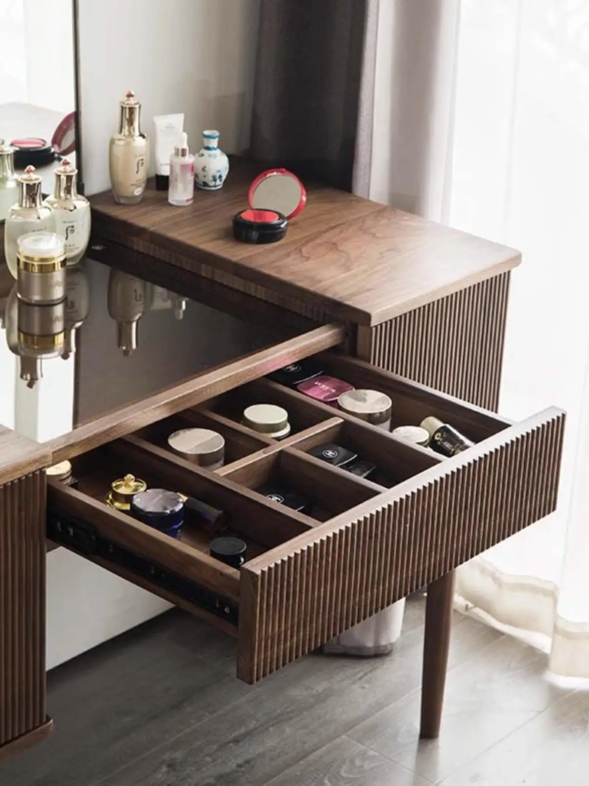 North American black walnut dresser log solid wood makeup table bedroom simple multi-functional makeup table