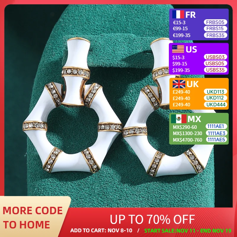 

Vintage Drip Oil White Bamboo Earrings Jewellery Women Geometric Hexagonal Minimalist Accessory Luxury Designer Jewelry