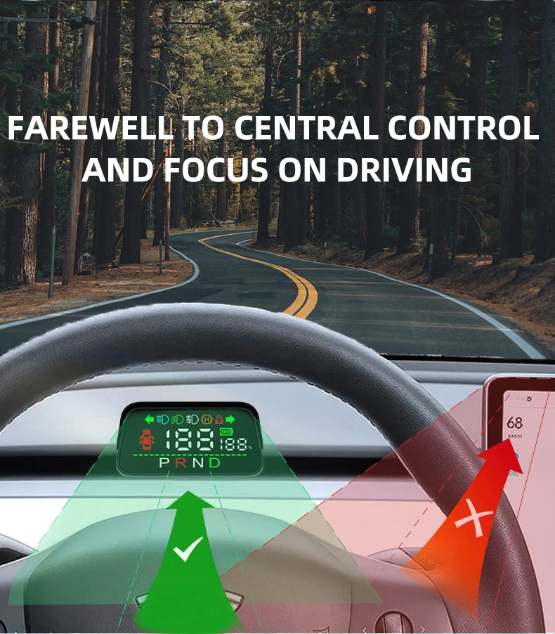 Head Up Display Car Speedometer Hidden Air Code Meter Plug & Play,Real-Time Speed For Tesla Model 3 Y