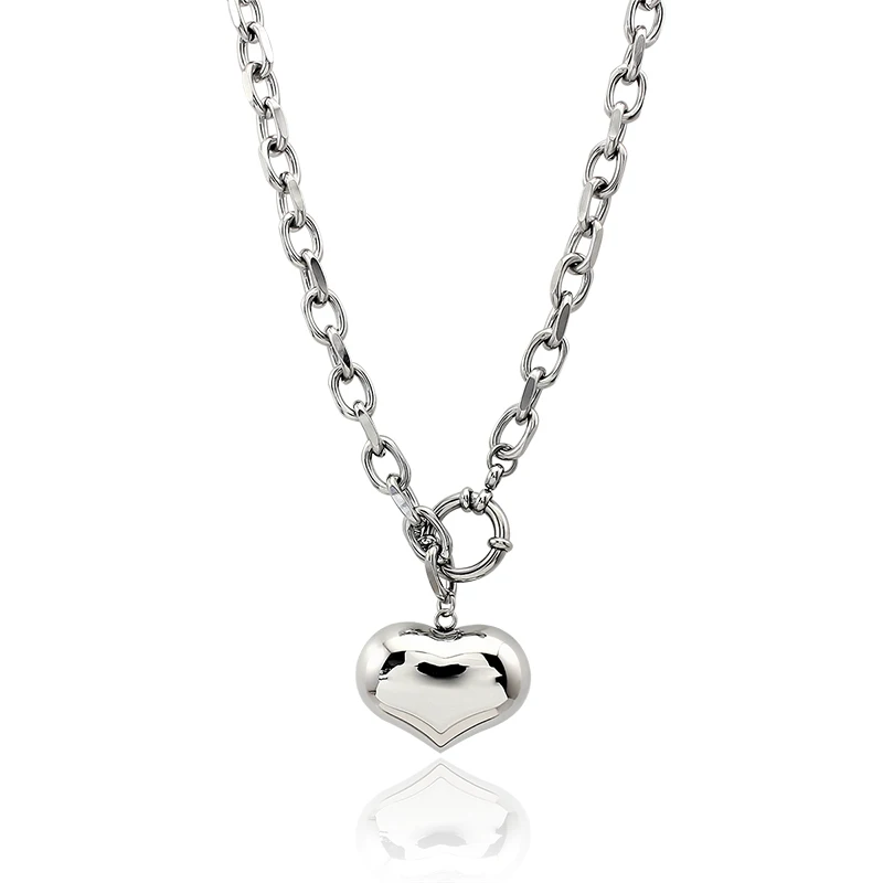 Fashion satinless steel Necklace Choke Thick Cuban Chain heart pendant Jewelry Gifts Punk necklace Set collar pendentifs 2024