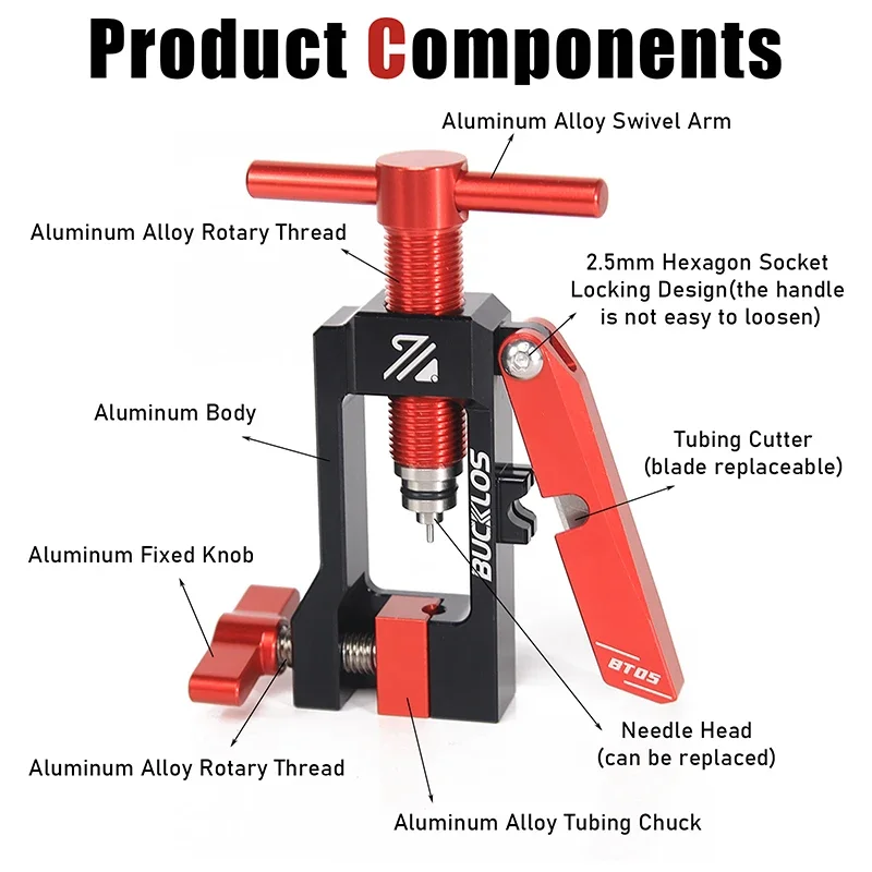 Гидравлический Тормозной инструмент BUCKLOS для велосипеда, игла для BH59/BH90/AVID/TEKTRO Oil, инструмент для вставки, Велосипедный тормозной кабель, резак