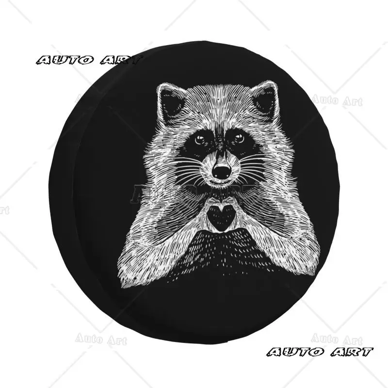 

Пользовательский чехол на запасное колесо Cute Love Raccoon для 4x4 RV Racoon Panda, защита шин 14 дюймов, 15 дюймов, 16 дюймов, 17 дюймов