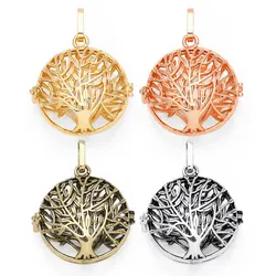 OCESRIO Vintage Tree of Life Harmony Ball Chime Bola Necklace Pendant for Pregnancy Copper Gold Plated Wishing Ball pdtb342