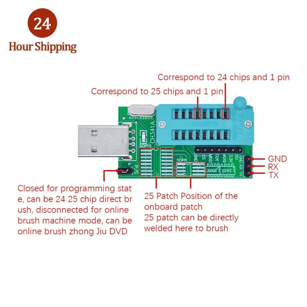 Ch341A 24 25 router dvd riprogrammato bio s brush programma usb multifunzionale 100% nuovo originale