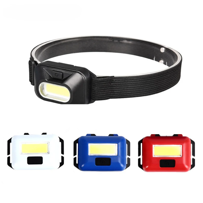 

Mini COB AA small headlight LED outdoor camping hiking night riding fishing headlights plastic headband lights.