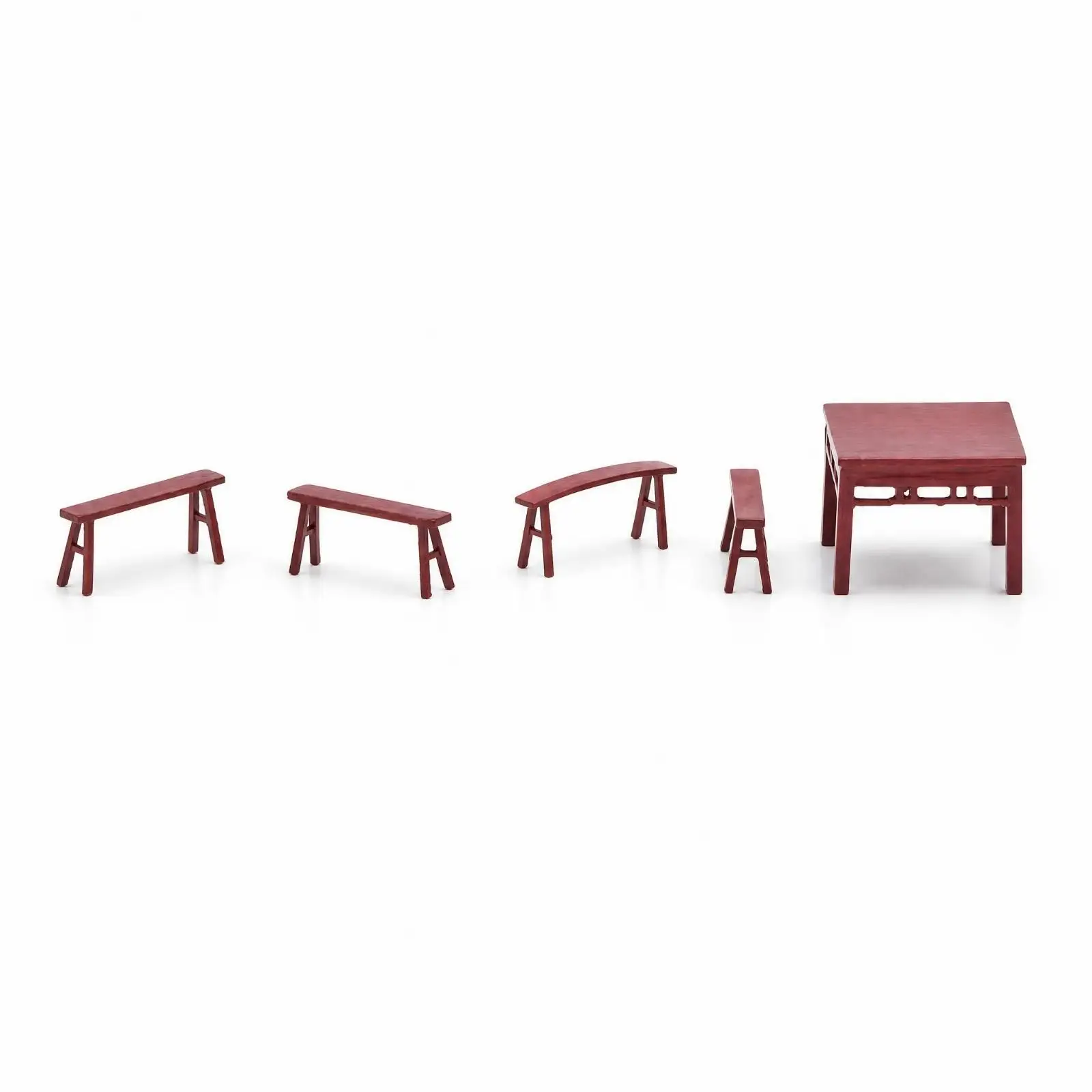 Rectangular Top 1/64 Scale Table and Stool Set Sturdy Miniature Table and Stools