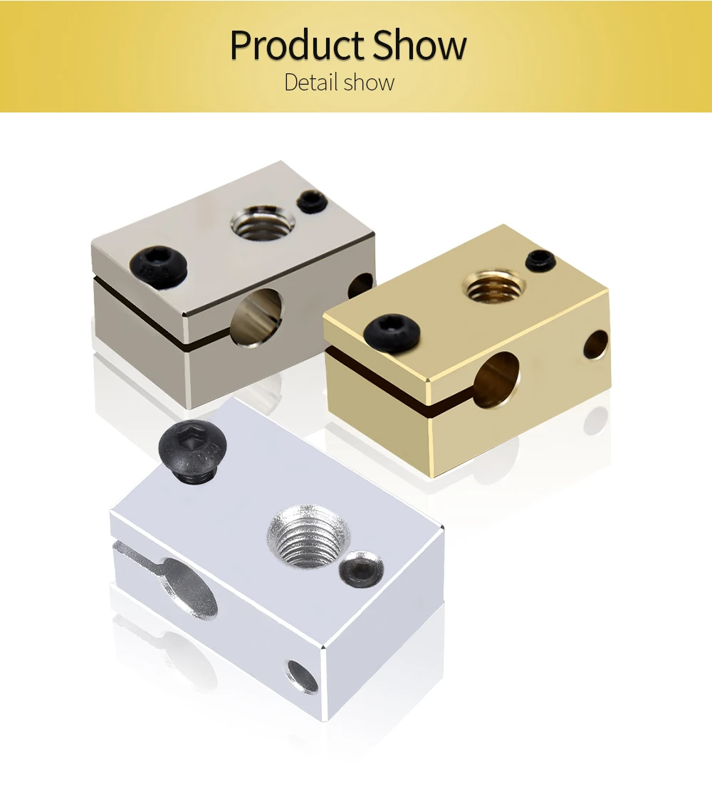 Hohe Qualität V6 Heizung Block Überzogene Kupfer Messing PT100 3D Drucker Teile Wärme Block Für Upgrade E3D V6 Hotend DDB Titan Extruder – Detail 5