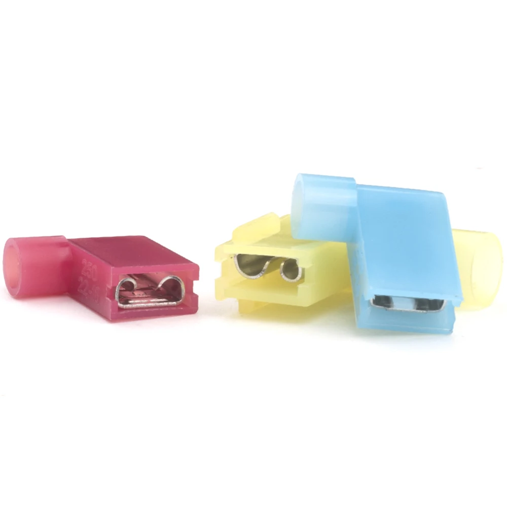

25PCS 6.3mm Nylon Flag Insulated Female Terminal Quick Wiring Connectors Terminator Female Flag Wire Connector Crimp Termina