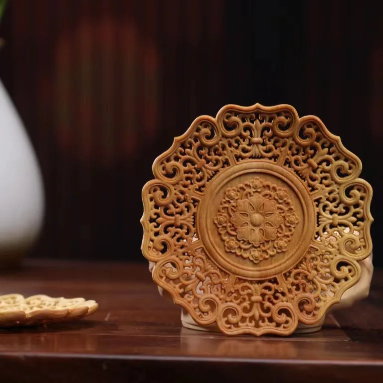 

Hollow tea pad lobular boxwood accessories Wenwan tea set tea ceremony teacup pad base
