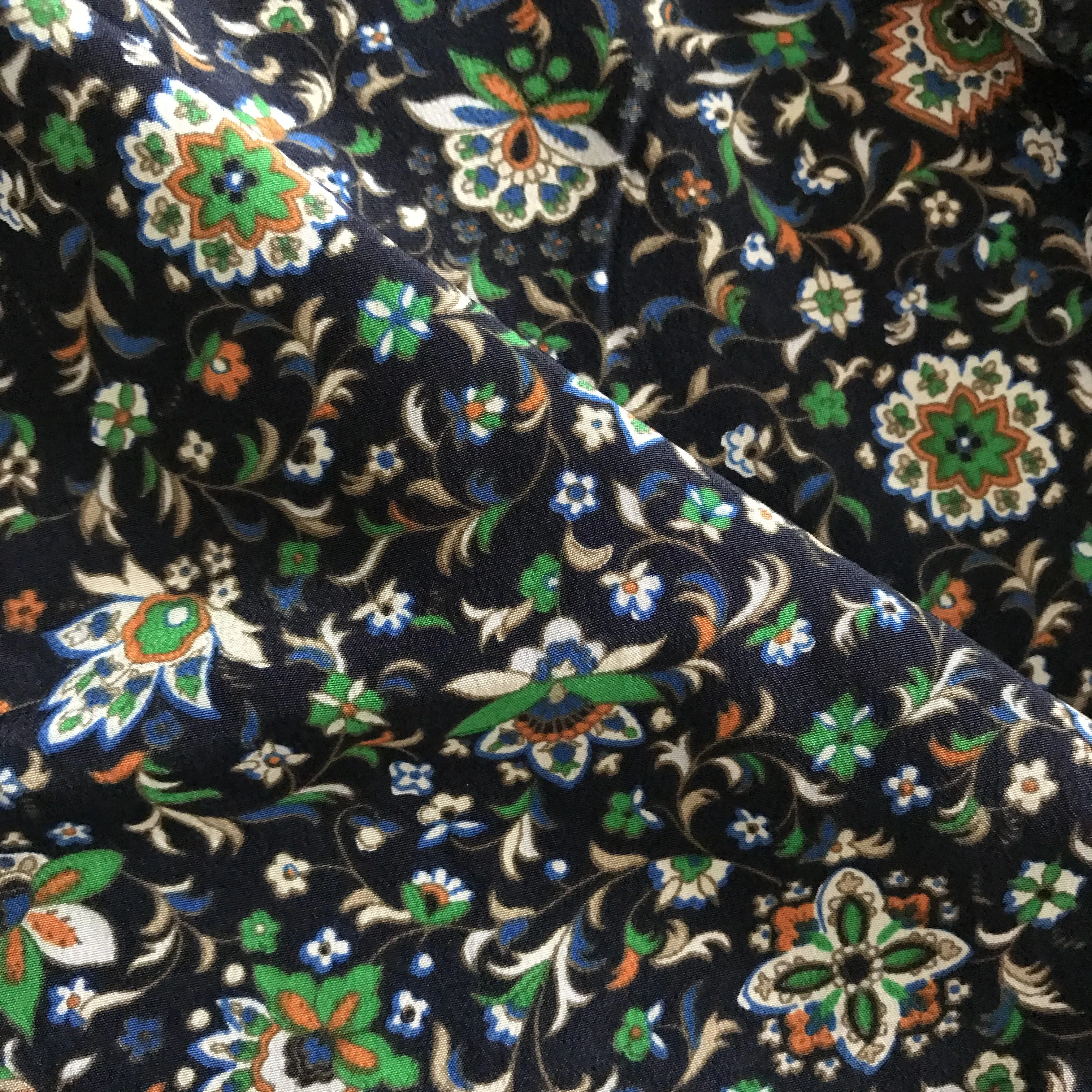 1 meter 100% Mulberry Silk 20 momme Heavy Silk Fabric Black Floral Printed 114cm 44