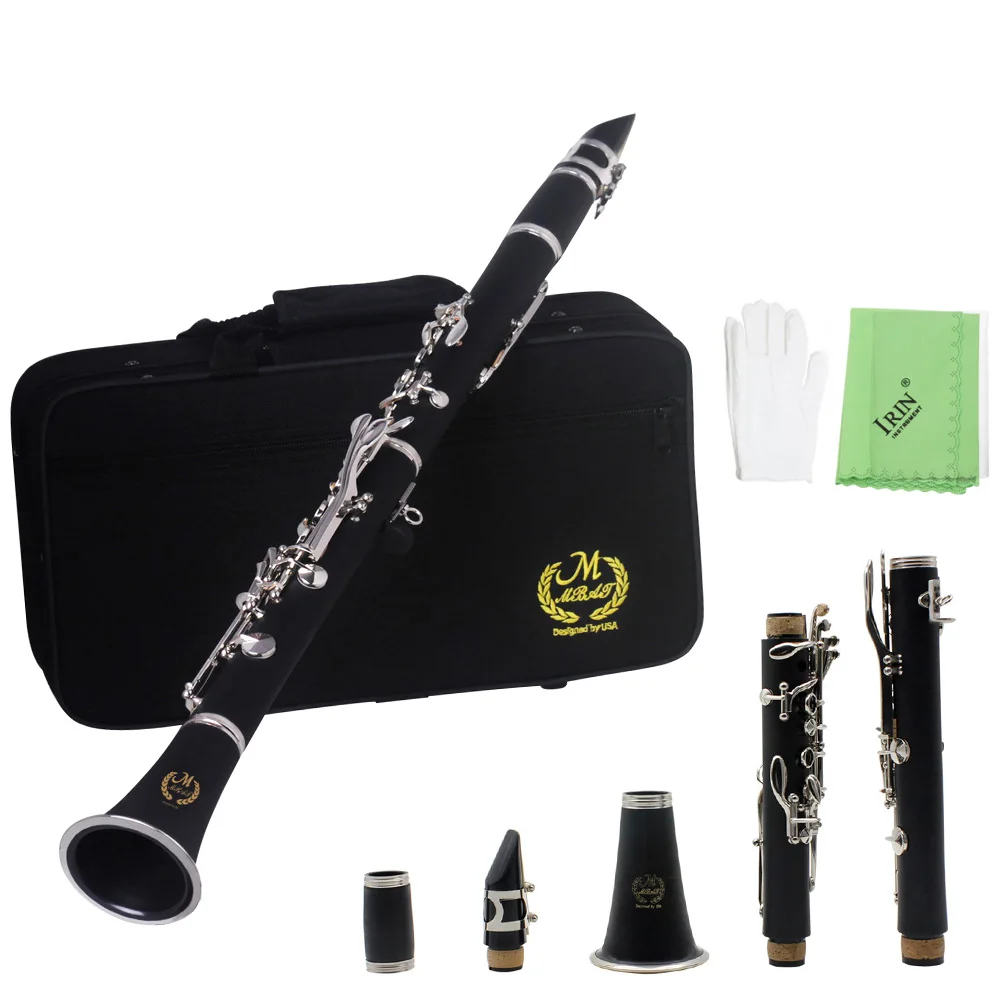 M MBAT17 Keys Clarinet Professional Bb Clarinet Barre Instrument Clarinet with Cleaning Kit Box Screwdriver Reeds Accessories