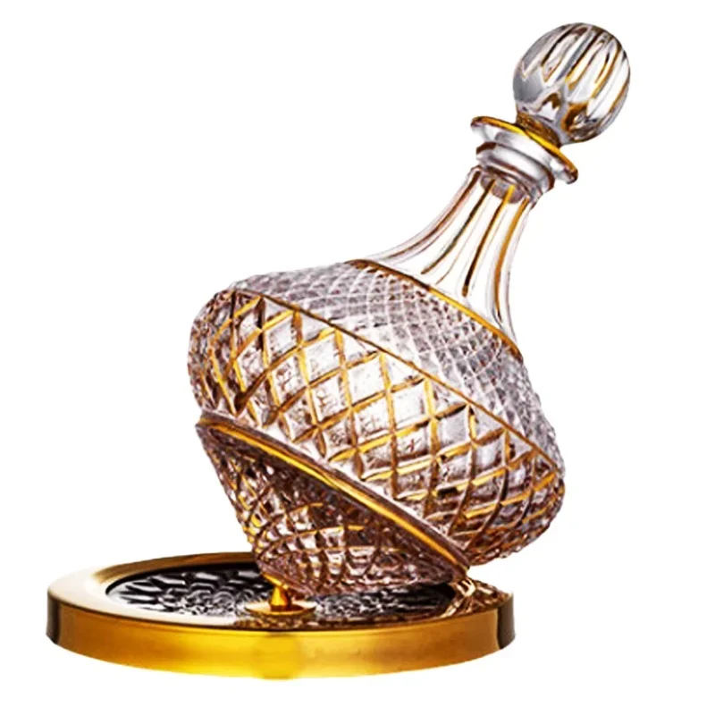 

*Light Luxury High-grade Gold-painted Crystal Glass Thickened With Lid Tumbler Red Wine Decanter