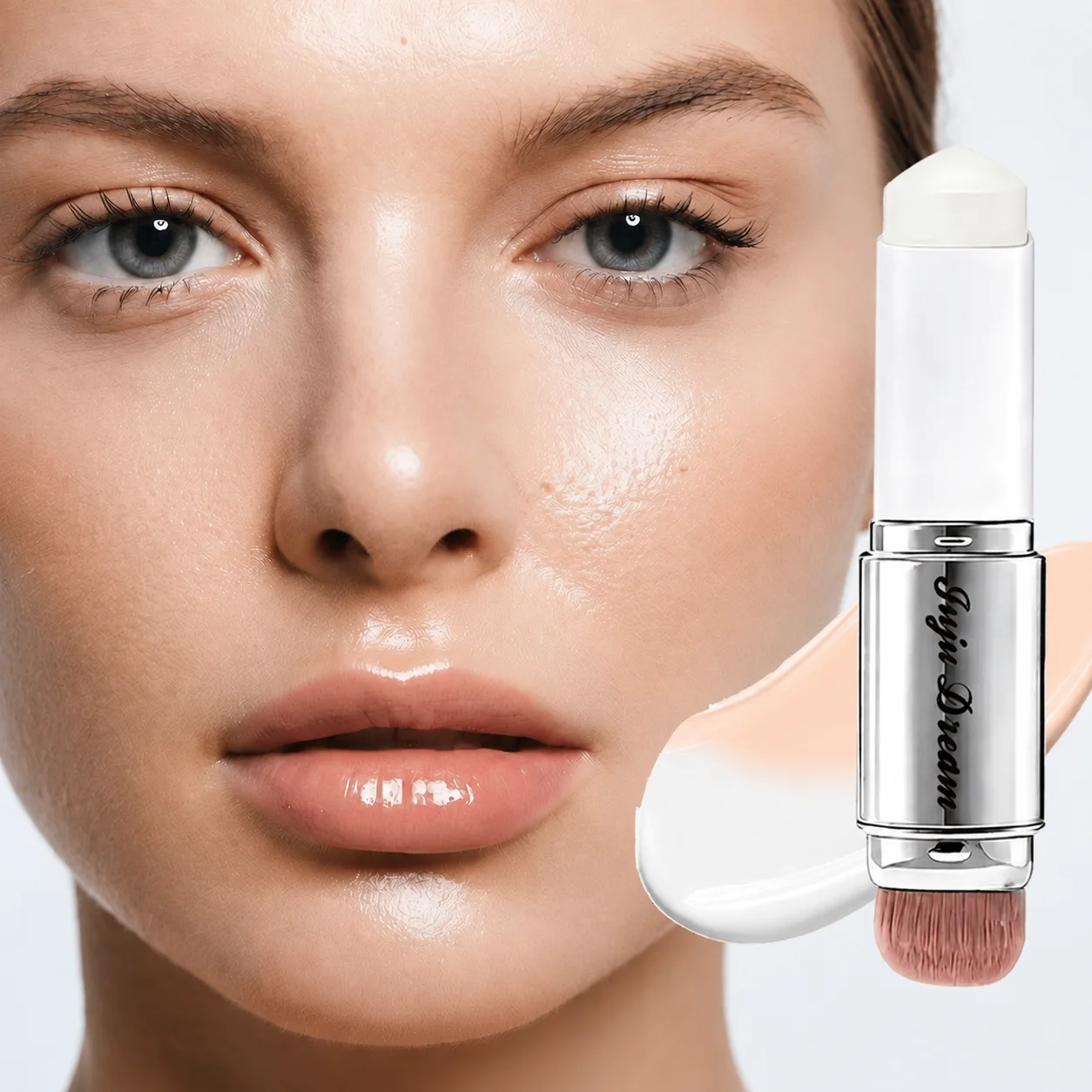 Double Ended Highlighter Stick With Brush Creamy Glow Face Illuminator Luminous Contour Makeup Waterproof Long Lasting Shimmer